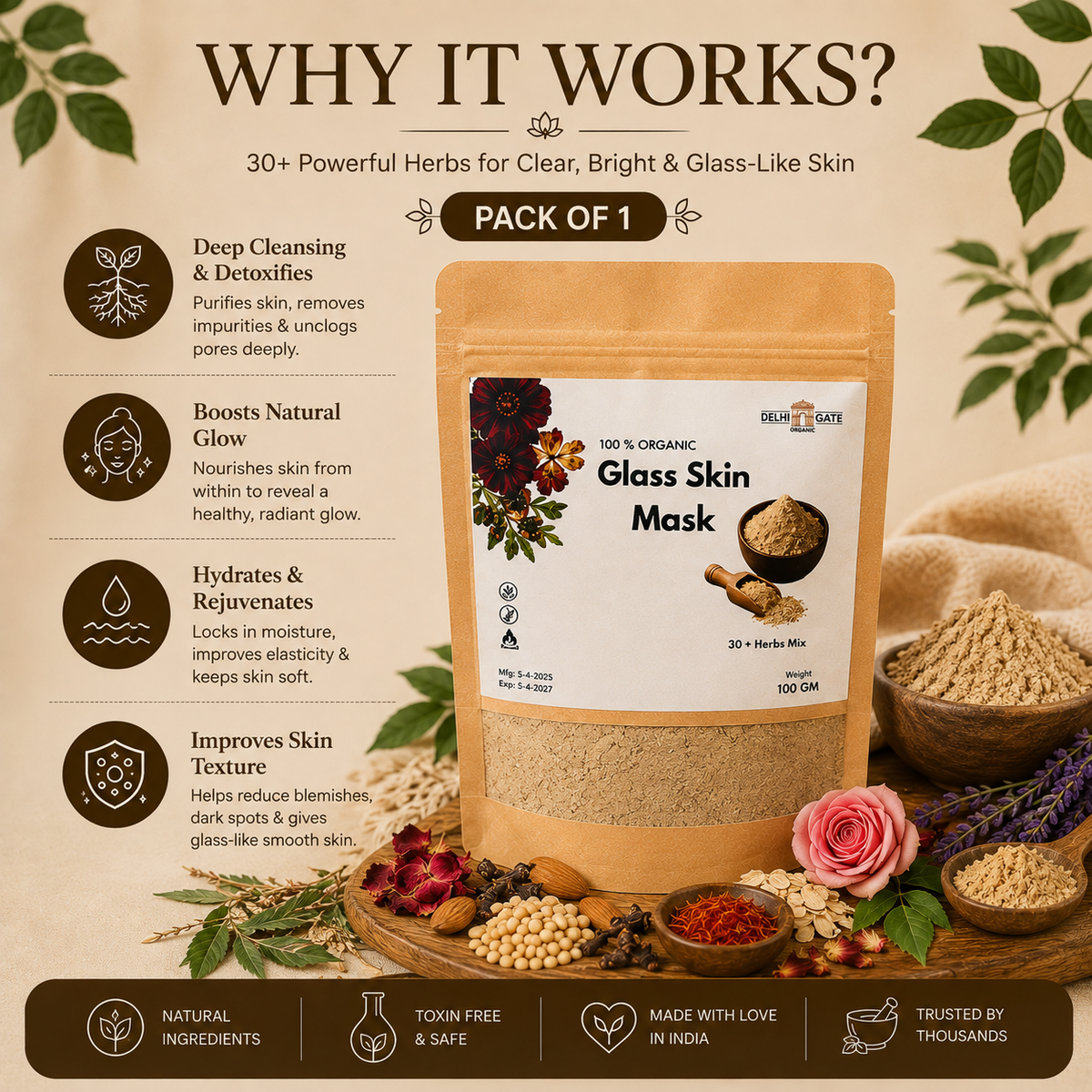 Herbal Glass Skin Face Mask(Pack 2)